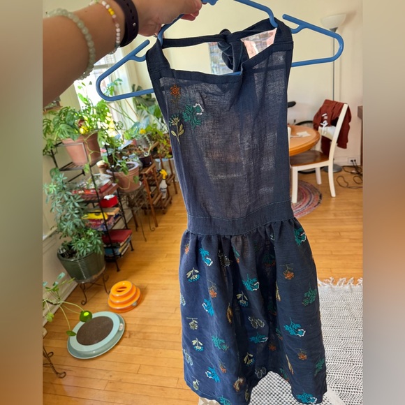 Anthropologie Stacia Floral Blue Embroidered Apron - Picture 4 of 5
